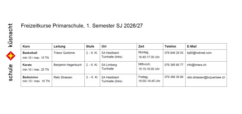 Online-Anmeldung Freizeitkurse